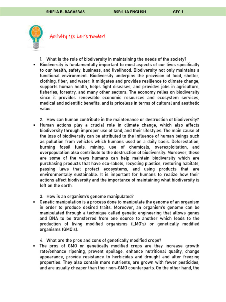Biodiversity and GMOs: Impact on Society | PDF | Genetically Modified ...