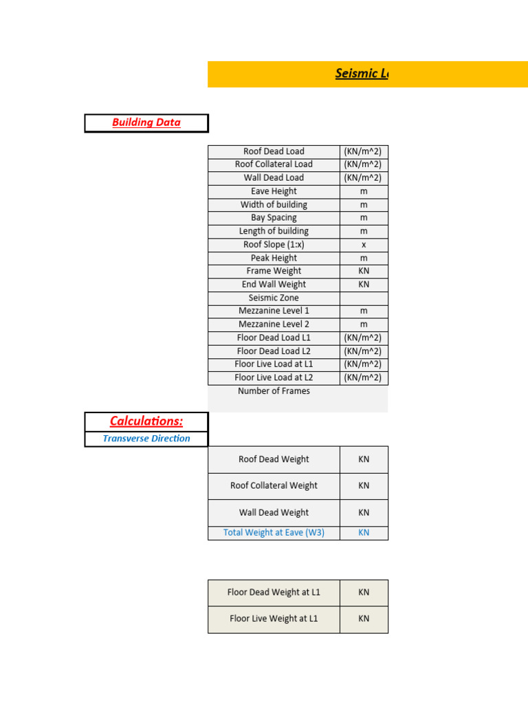 Seismic Load Calculation Overview | PDF | Components | Architectural ...