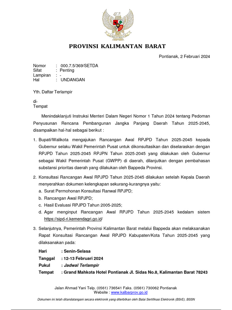 Undangan Konsultasi RPJPD 2025-2045 | PDF
