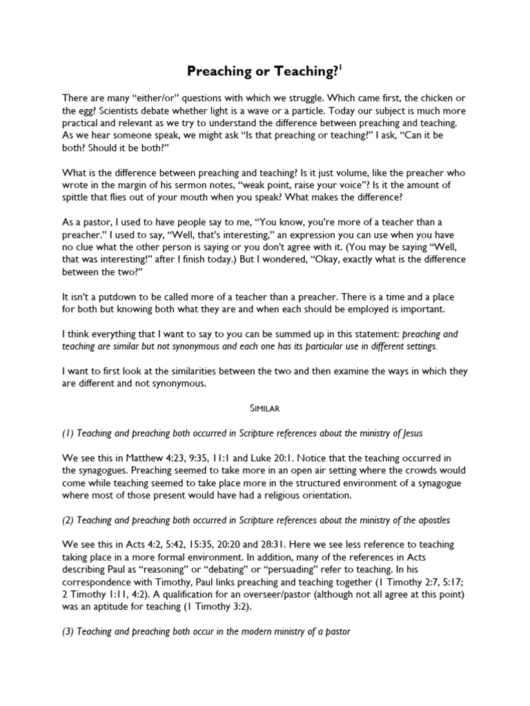 Preaching Or Teaching Pdf For Website Pdf Sermon Bible