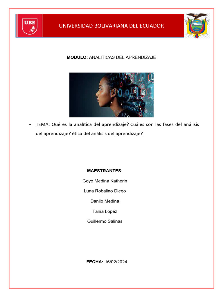 Analítica del Aprendizaje: Definición y Ética | PDF | Aprendizaje ...
