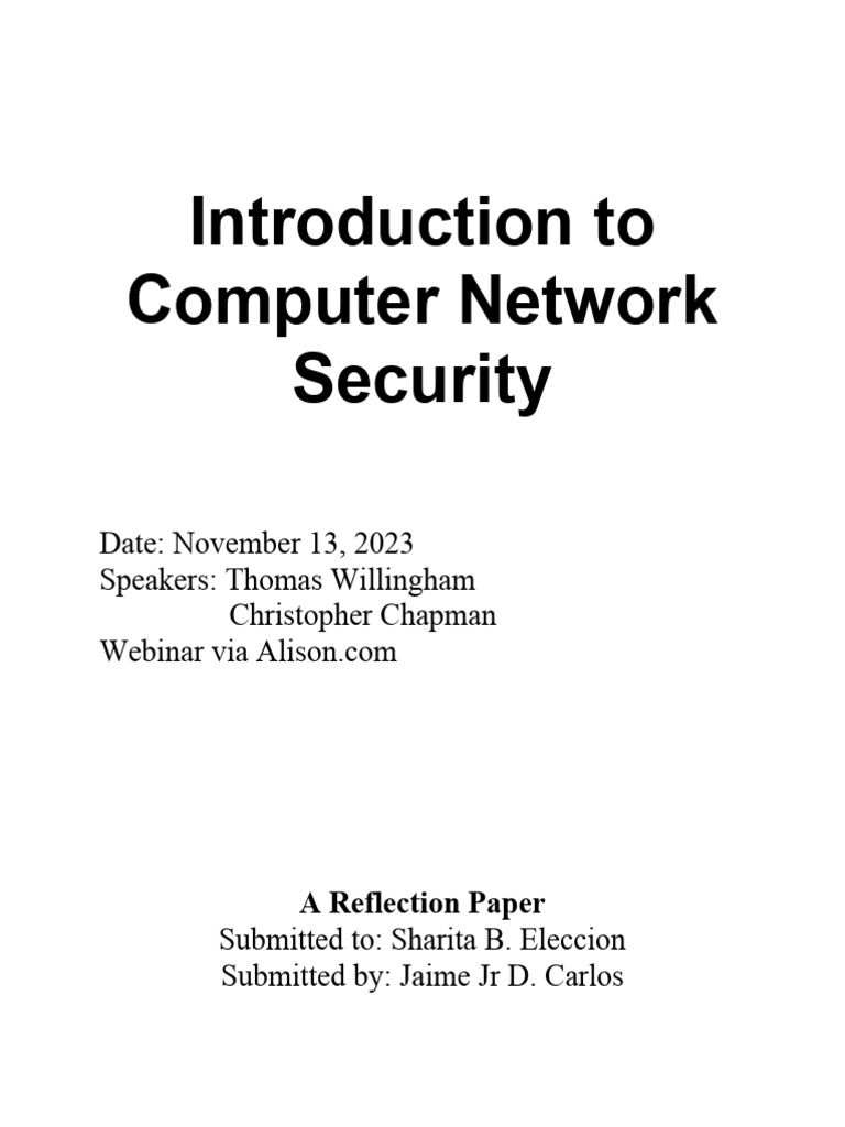 Introduction To Computer Network Security | PDF