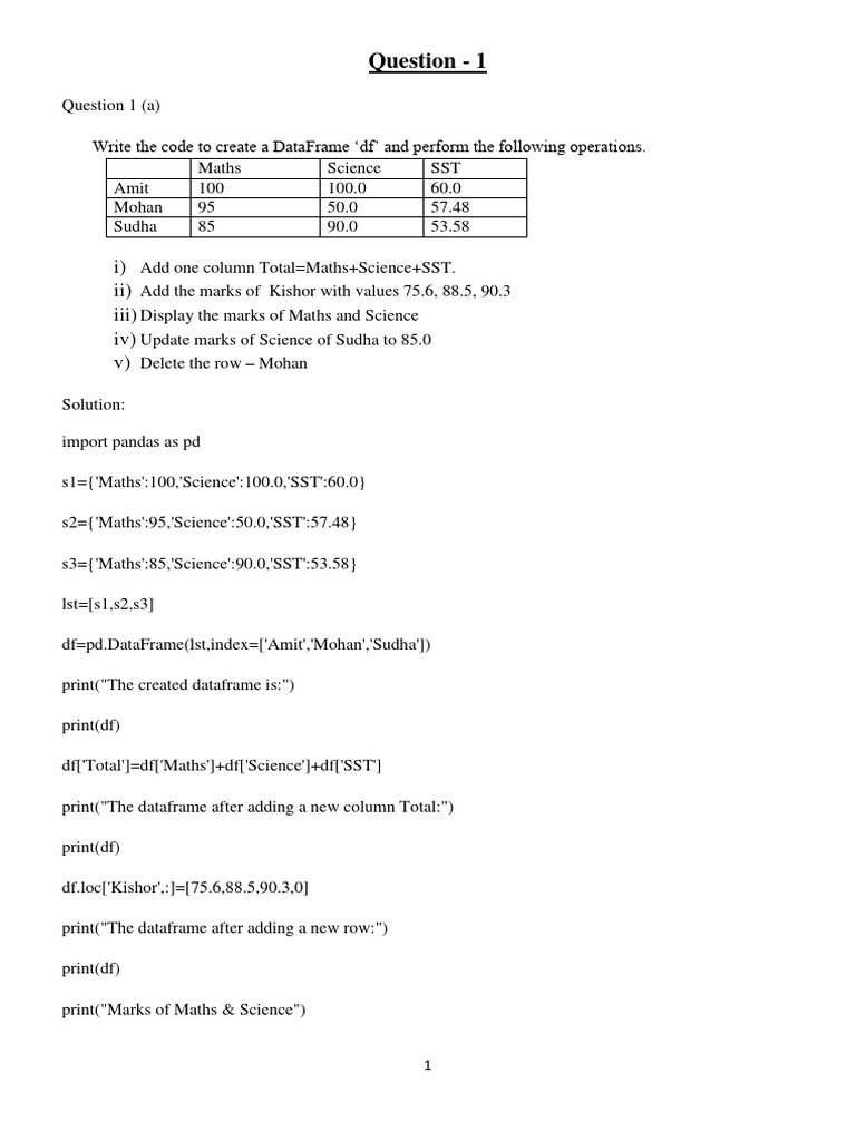 DataFrame and Series Operations in Python | PDF | Computer Science ...