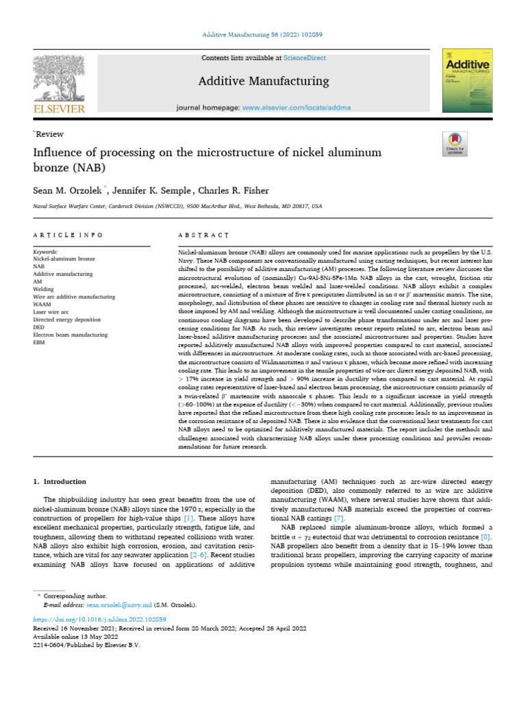 Influence of Processing On The Microstructure of Nickel Aluminium ...