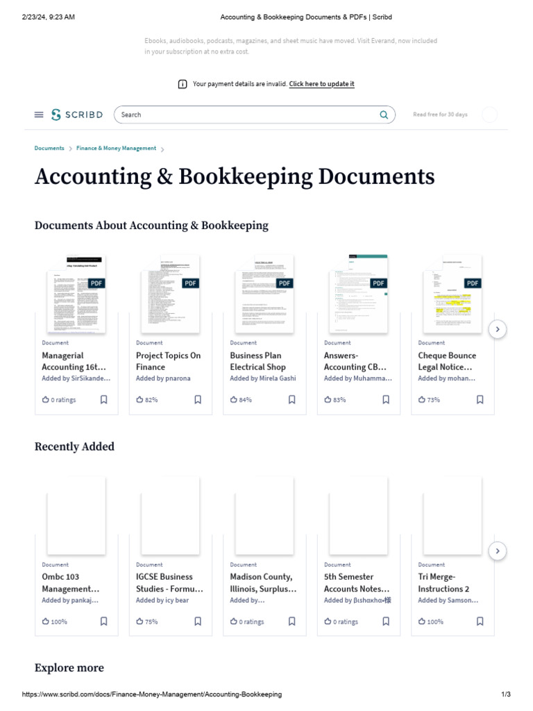 Accounting & Bookkeeping Documents & PDFs PDF Scribd Bookkeeping