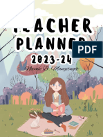 Teacher Planner For 2023-2024 in Pink and Green Handdrawn Style