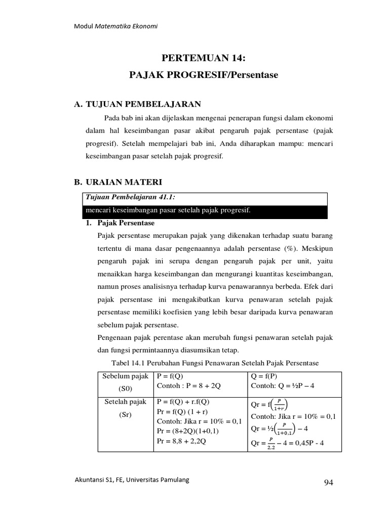 Keseimbangan Pasar Pajak Progresif | PDF