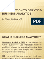 Introduction To Dsilytics/ Business Analytics: Dr. Wilson Cordova, LPT