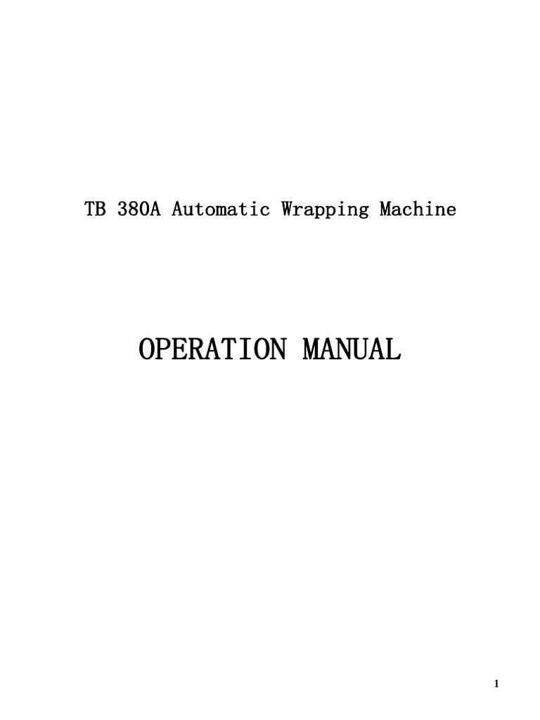 TB 380A Tissue Wrapping Machine Manual | PDF | Knife | Bearing (Mechanical)