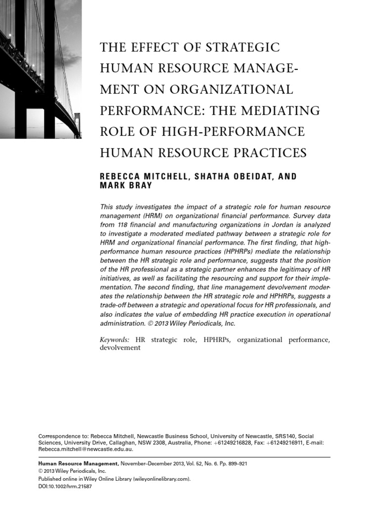 The Effect of Strategic Human Resource M | PDF | Human Resource ...