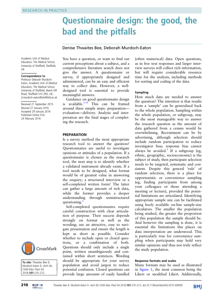 Effective Questionnaire Design Guide | PDF | Likert Scale | Sampling ...