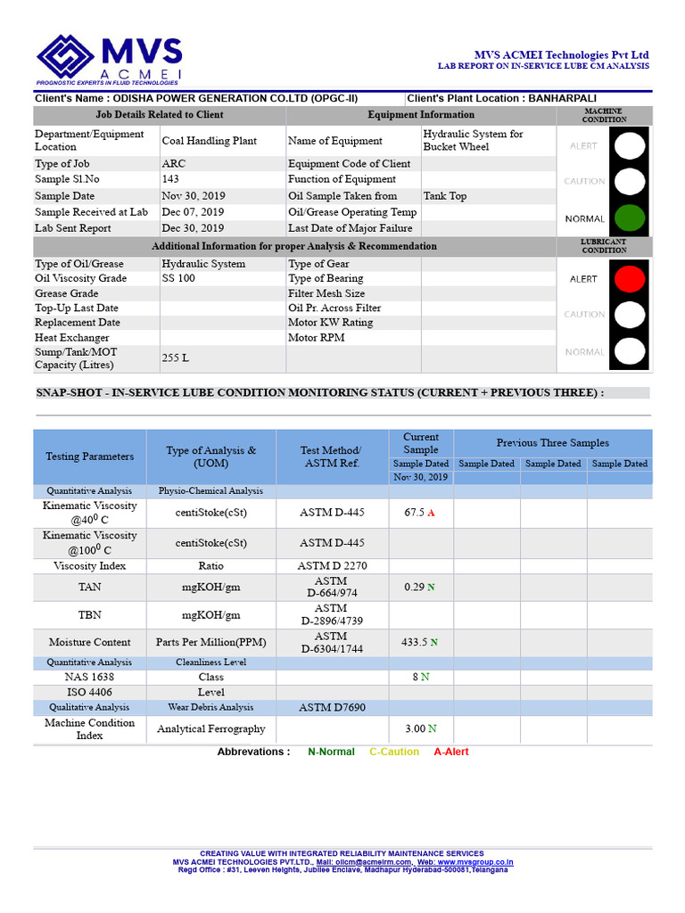 Lube Oil Analysis Report for OPGC-II | PDF | Viscosity | Wear