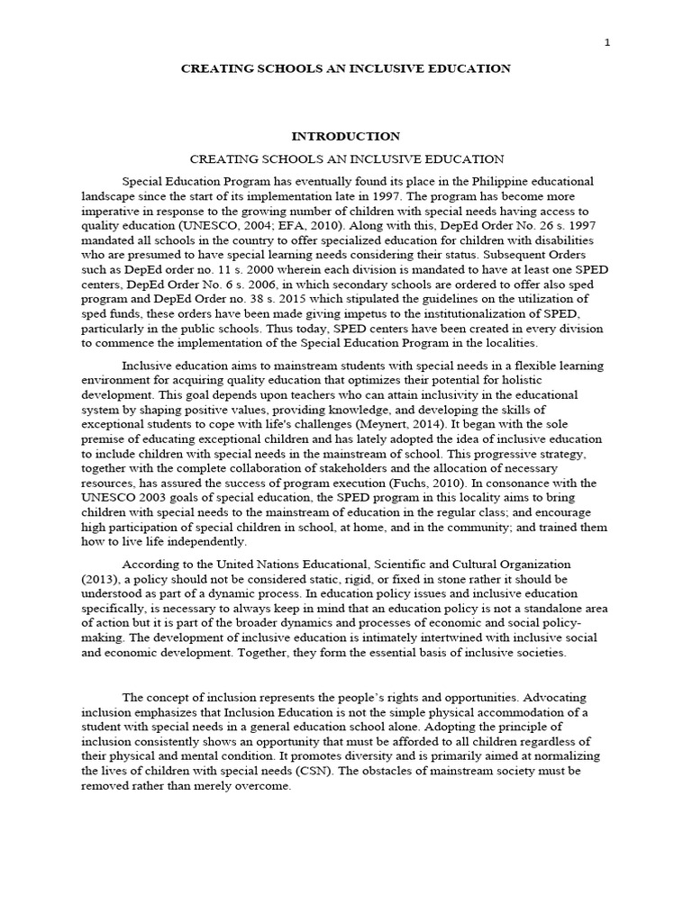 Inclusive Education in the Philippines | PDF | Inclusion (Education ...