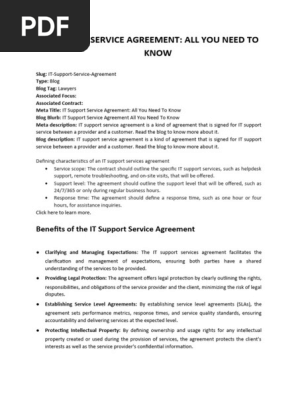 It Support Service Agreement