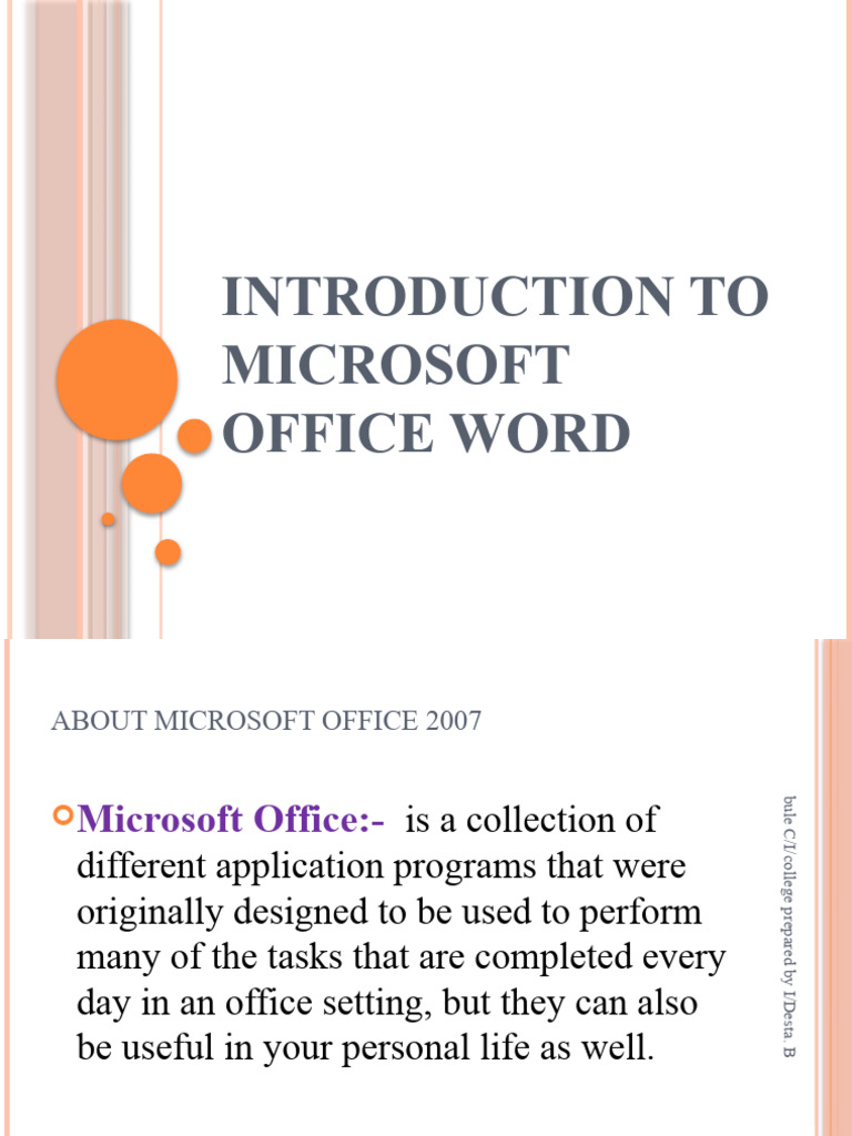 Introduction to MS Word 2007 Basics | PDF | Word Processor | Microsoft Word