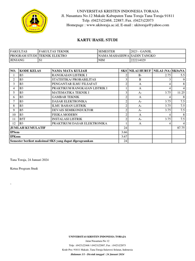 Kartu Hasil Studi Pdf