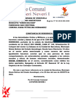 Carta Residencia Cotoperi Neveri 2021