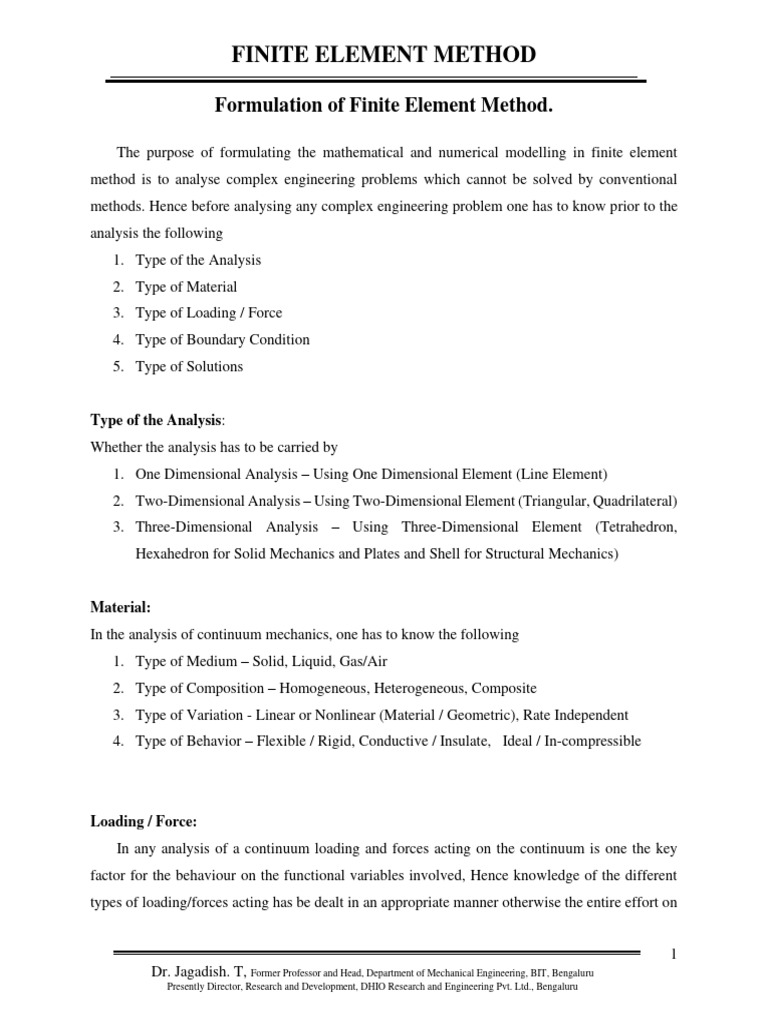 Steps in Finite Element Method Analysis | PDF | Fluid Dynamics | Finite ...