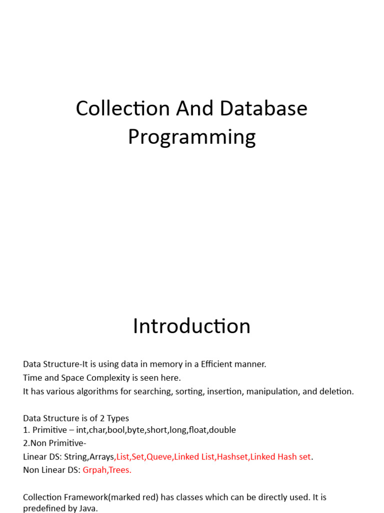 Collection and Database Programing PART1 | PDF | Data Management ...