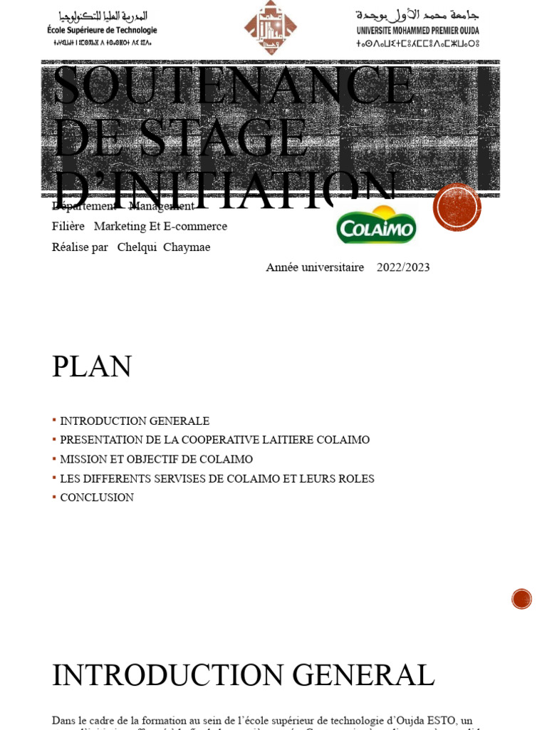 Rapport de stage à la Coopérative Colaimo | PDF | Maroc | Business