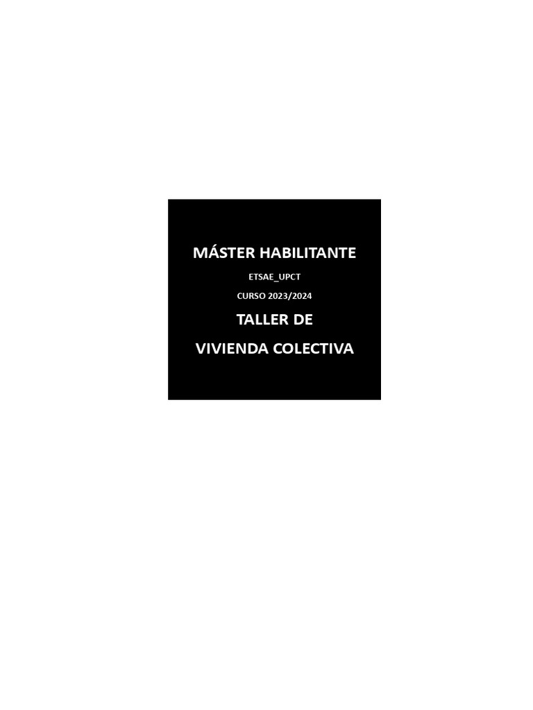 Taller de Vivienda Colectiva 2023/2024 | PDF