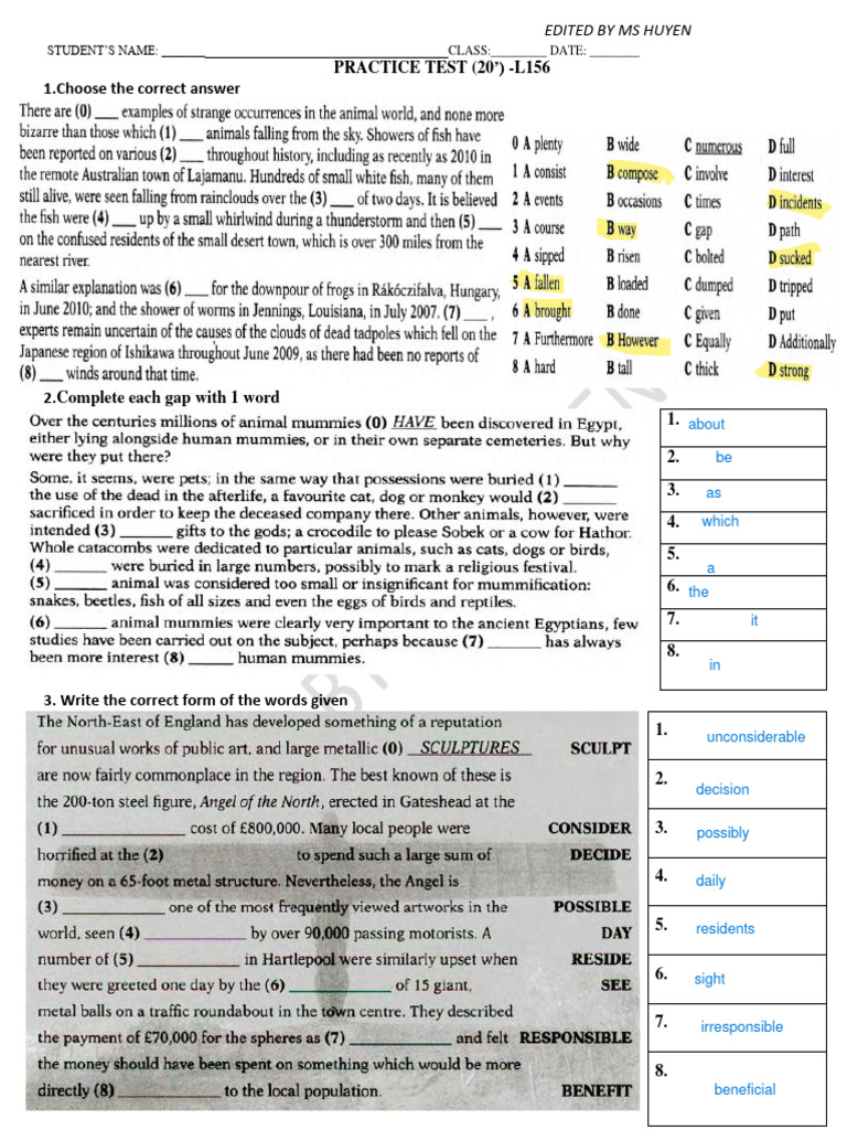 B2 Level - Lesson 156-Practice Test | PDF | Linguistics | Languages