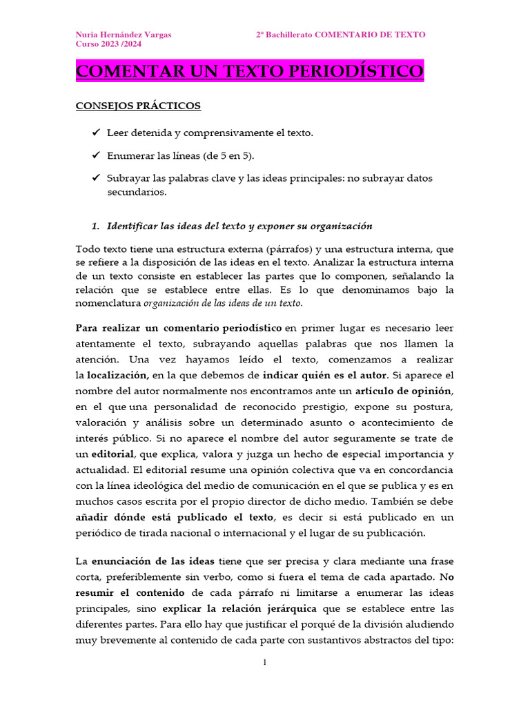 Cómo Comentar Un Texto Periodístico | PDF | Ciencia y matemáticas ...