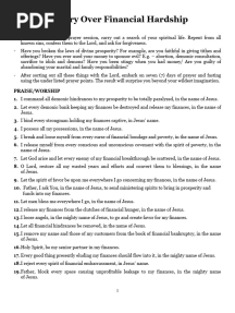Prayer of Victory Over Financial Hardship