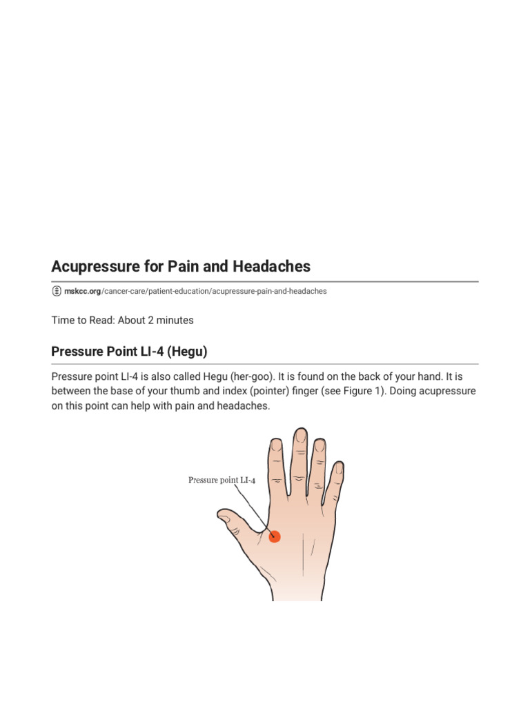 Hegu Acupressure for Headache Relief | PDF | Thumb | Hand