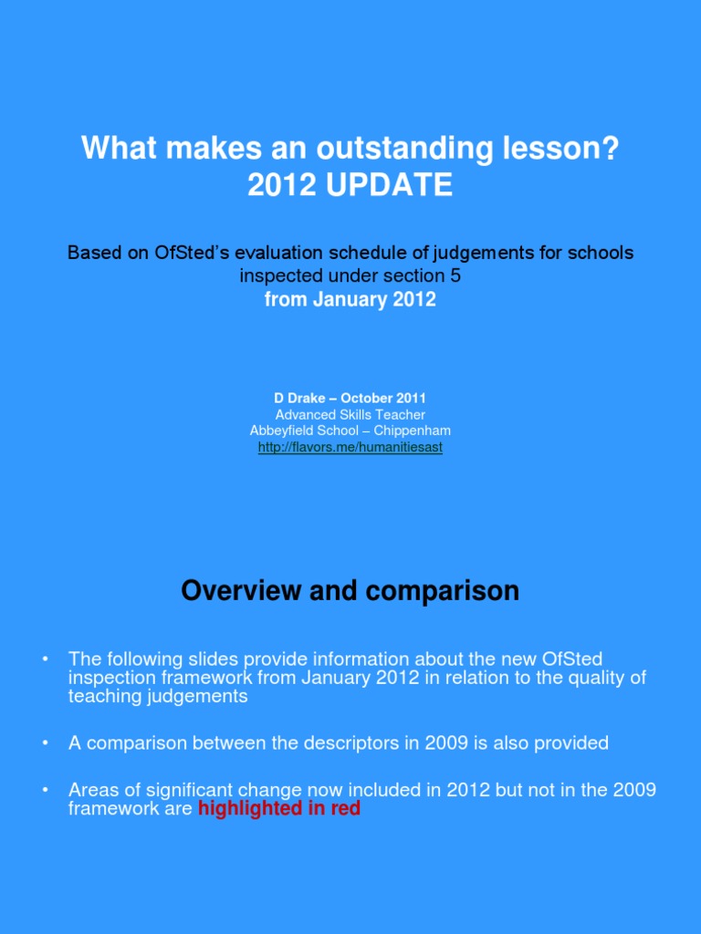What Makes An Outstanding Lesson Jan 2012 Teachers Educational