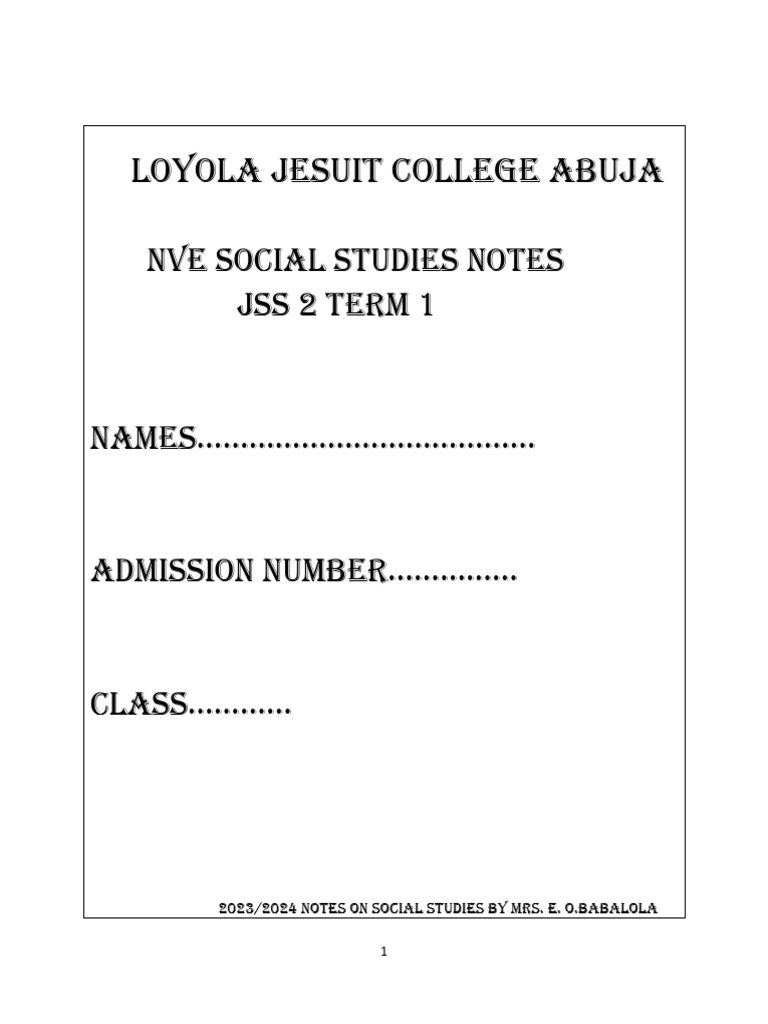 JSS2 Social Studies Term 1 Notes | PDF | Transport | Money