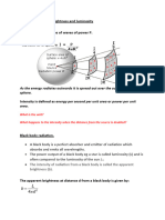 Apparent Brightness Luminosity and Weins Law