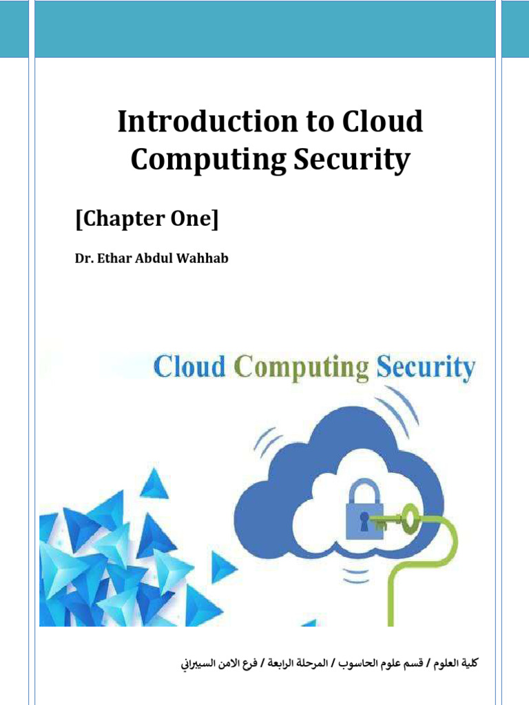 Introduction To Cloud Computing Security Chapter One Pdf Cloud