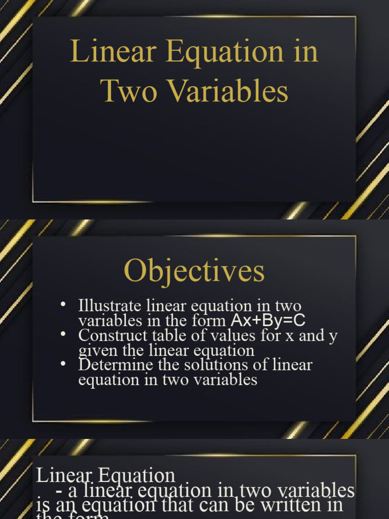Linear Equation in Two Variables | PDF