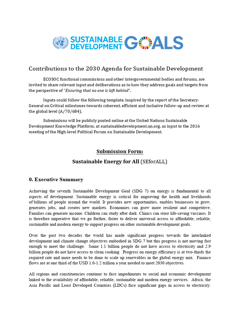Sustainable Energy for All: 2030 Goals | PDF | Renewable Energy ...