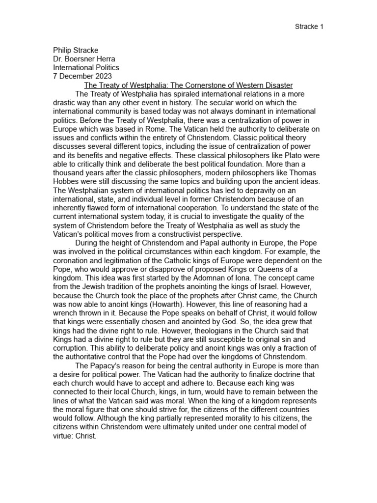 The Treaty of Westphalia: The Cornerstone of Western Disaster | PDF ...