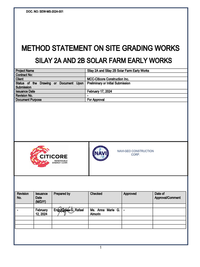 Site Grading Method for Silay Solar Farm | PDF | Personal Protective ...