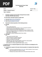 Chapter 3 Hardware Full Lesson Notes-YEAR 12 COMPUTER SCIENCE PAPER 1