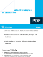 Lesson 1.4 Critical Reading Strategies in Literature