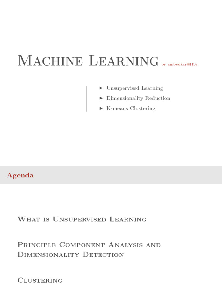 Machine learning unsupervised learning dimensionality reduction k
