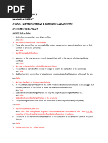 Church Heritage Questions and Answers Section One
