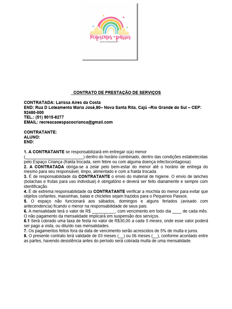 Tabela de Preços do Hotelzinho Infantil | PDF | Férias trabalhistas