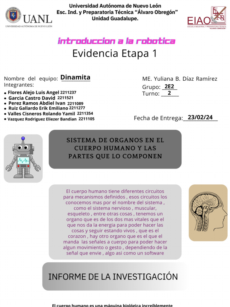 Etapa 1 Introduccion A La Robotica Evidencia de Aprendizaje | PDF