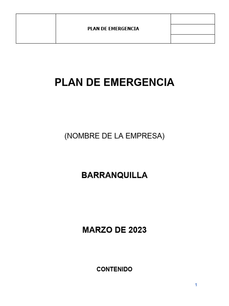 Plan de Emergencia Empresarial 2023 | PDF | Defensa Civil | Emergencia