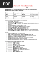 Worksheet 5- Question words