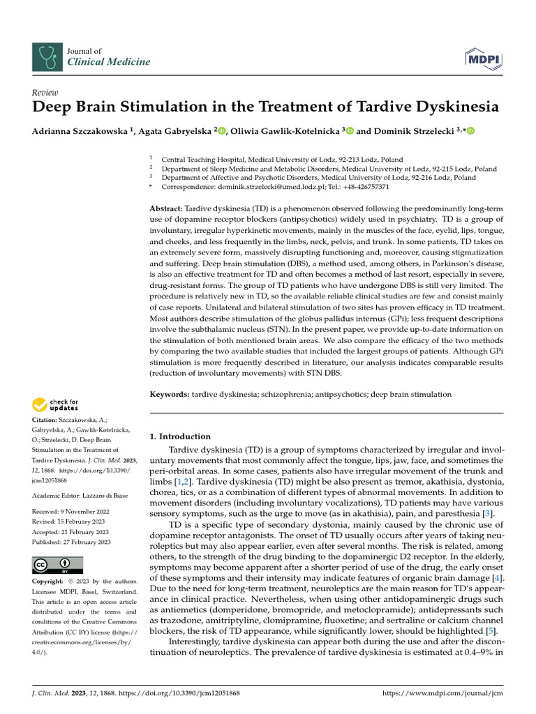 Deep Brain Stimulation In The Pdf Deep Brain Stimulation
