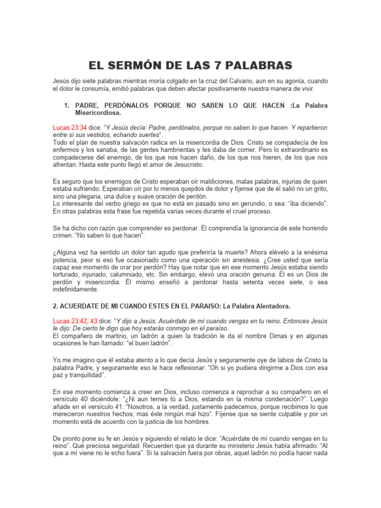 El Sermón De Las 7 Palabras Pdf Jesús Amor