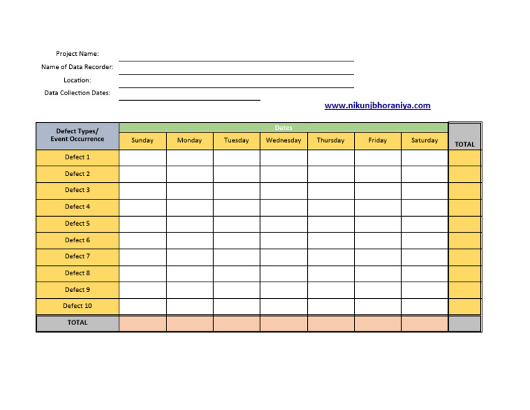 Check Sheet Excel Template | PDF
