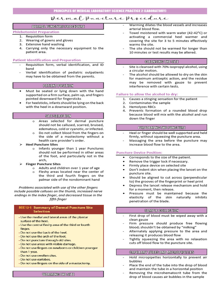 Dermal Puncture Procedure Guidelines | PDF | Medical Specialties | Medicine