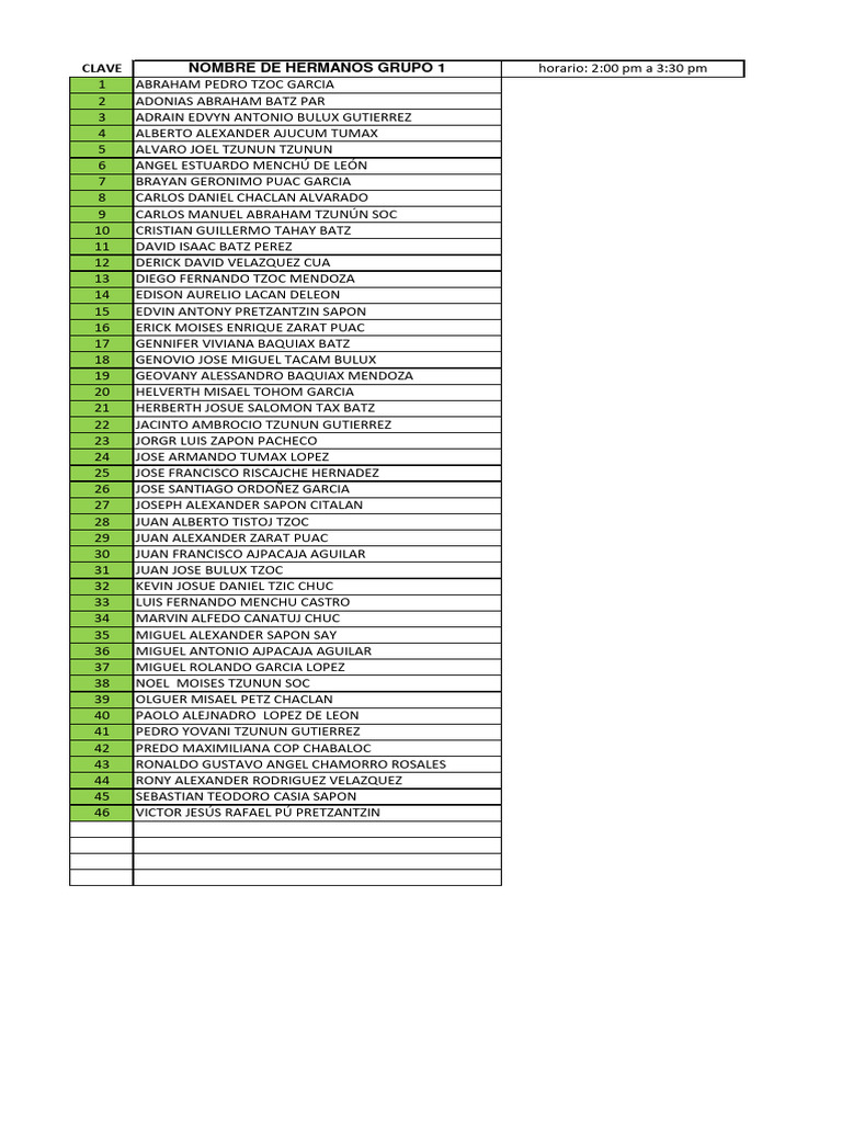 Listado de nombres pdf